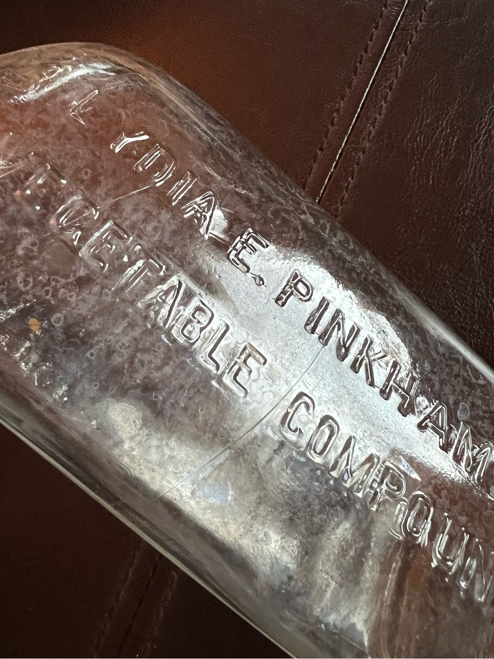 Lydia E Pinkham's Vegetable Compound Antique Embossed Glass Medicine Bottle